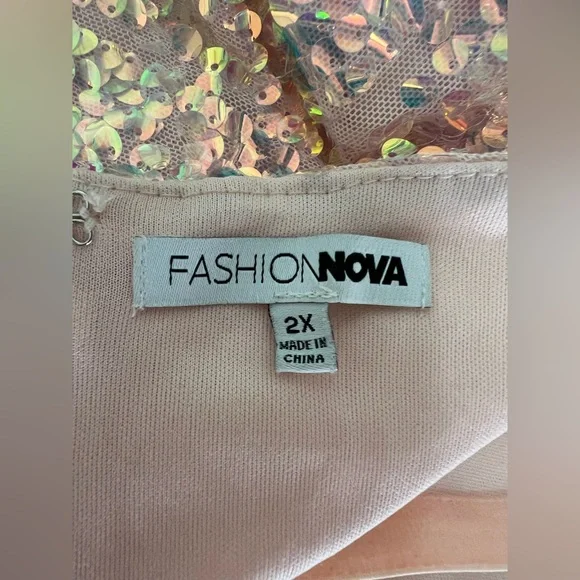 Fashion Nova Keep Your Shine Blush Pink Sequin Lined Dress - Picture 8 of 10